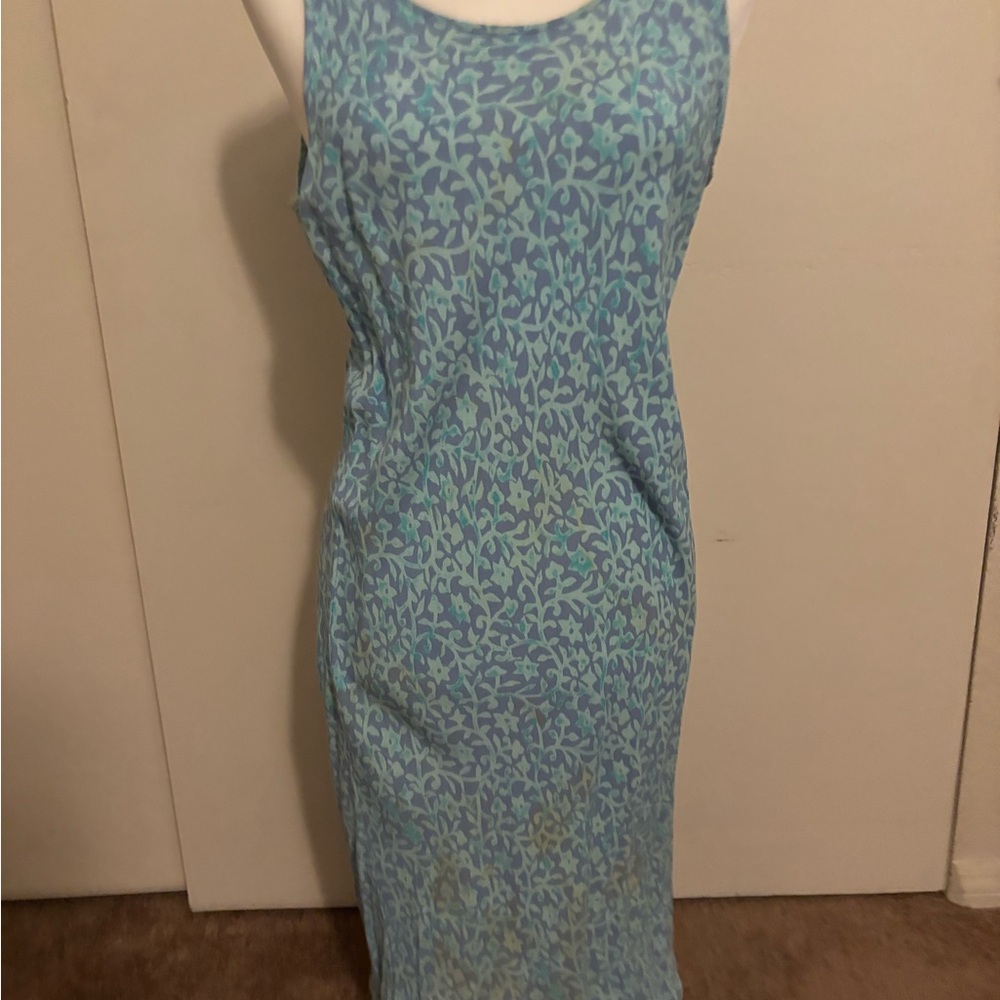Floral Blue Sleeveless Dress by Sigrid Olsen Small
